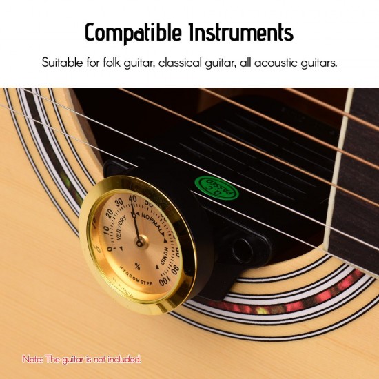 Universal Guitar Humidifier Portable Hygrometer ABS+Metal Material for Folk Guitar Classical Guitar All Acoustic Guitars