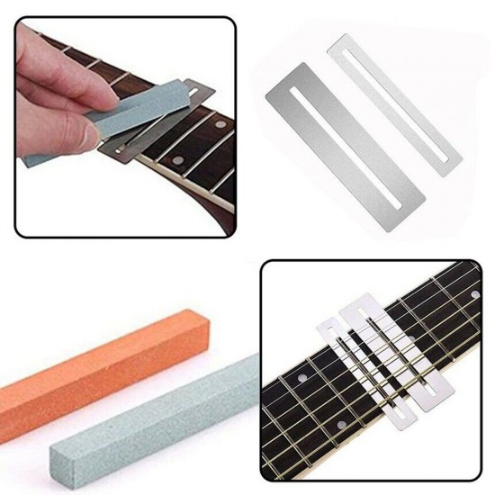 6Pcs Guitar Luthier Tool Kit Fret Crowning File Dressing Rocker Fingerboard Guard Grinding Stone