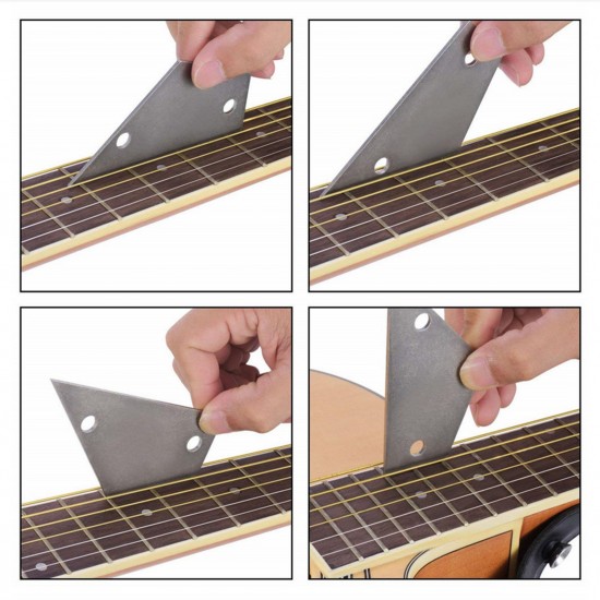 Guitar Repair Luthier Tools Kit Guitar Fret Crowning File 3 in 1 Guitar String Winder Cutter Fret Rocker Fingerboard Guard Grinding Stone