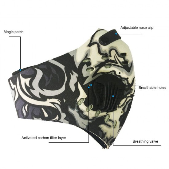 Half Face Cover Activated Carbon Pm2.5 Anti-dust Bike Cycling Outdoor Sports Breathable Face Filter Cover