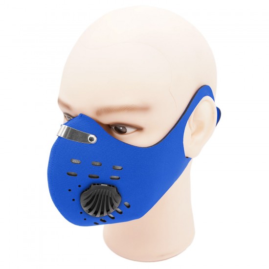 Adults Mouth Mask with Double Valves Active Carbon Filter Adjustable Safety Mask Reusable Breathing Valve Mask for Running Cycling Camping Traveling