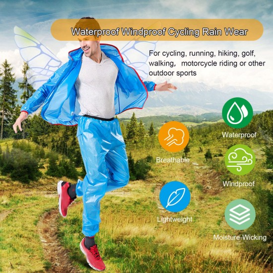 Cycling Raincoat with Hood for Men Women Waterproof Windproof Jacket / Pants / Jacket&Pants Reflective Rain Suits for Hiking Running Travel Bicycle Outdoor