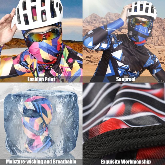 Cycling Helmet Liner Neck Gaiter Breathable Sunproof Balaclava Print Stretchy Running Cycling Beanie Cap With Face Cover