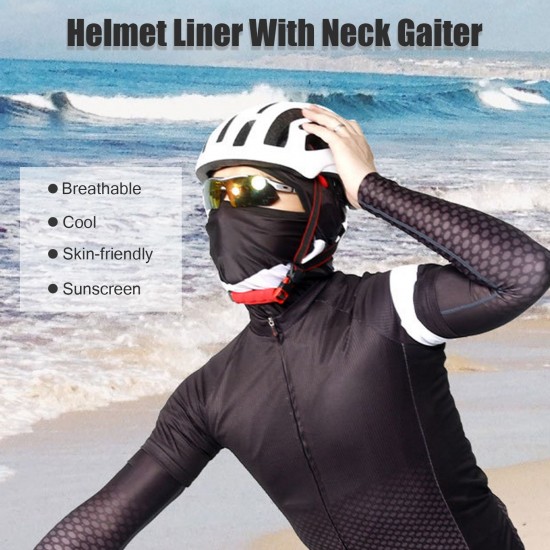 Cycling Helmet Liner Neck Gaiter Breathable Sunproof Balaclava Print Stretchy Running Cycling Beanie Cap With Face Cover