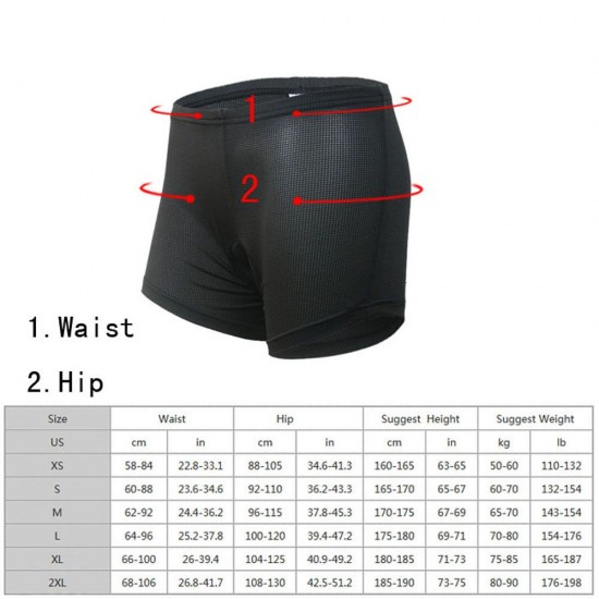 Arsuxeo Cycling Riding Underwear Shorts Pants Breathable Comfortable Padded Briefs Unisex