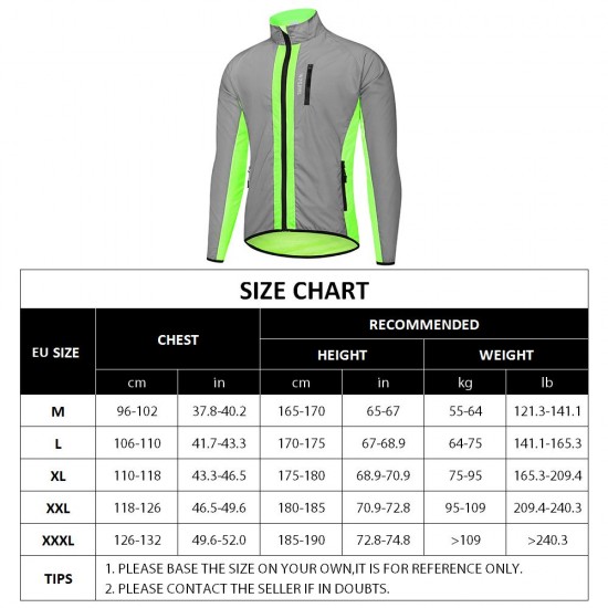 Men's Cycling Reflective Windbreaker Windproof Waterproof Cycling Jacket Bike Wear Quick-dry Elastic Breathable Sport Clothing For Running Jogging Cycling Gym Fitness