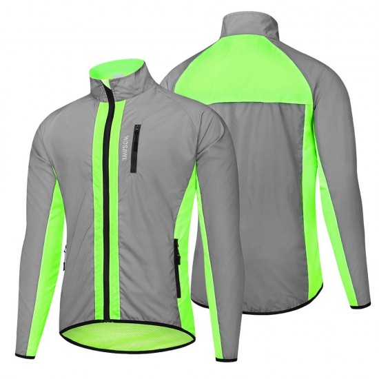 Men's Cycling Reflective Windbreaker Windproof Waterproof Cycling Jacket Bike Wear Quick-dry Elastic Breathable Sport Clothing For Running Jogging Cycling Gym Fitness