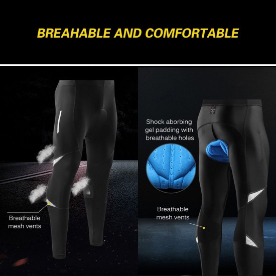 Men's Reflective Bicycle Pants Gel Padded Cycling Tights Leggings Outdoor Riding Bike Pants